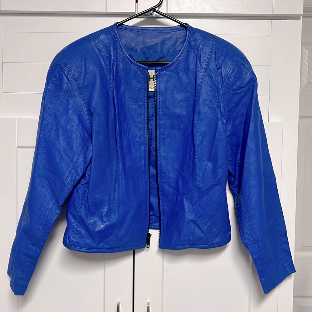VINTAGE CHIA Blue Leather Jacket 💙